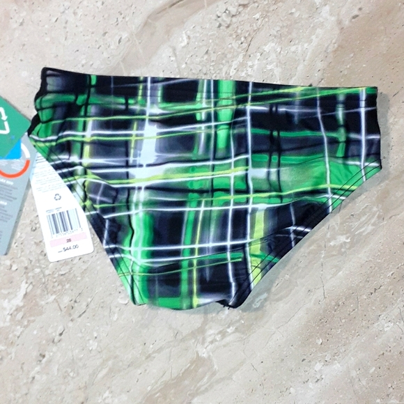 SPEEDO SWIM TRUNKS Powerflex in Green Black 28 NWT - Picture 3 of 5